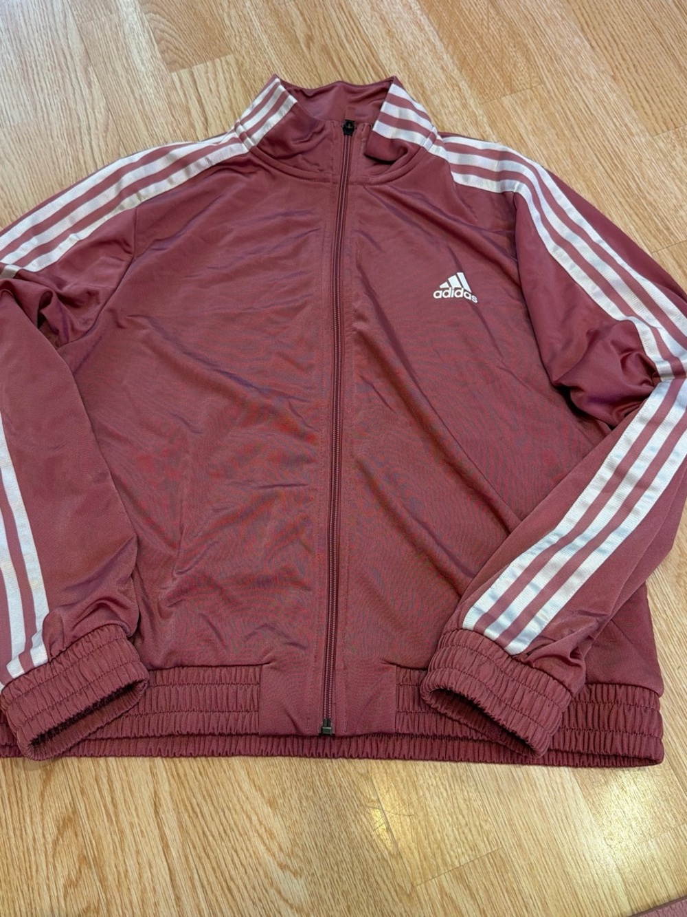 Adidas 3-Stripes Full Zip Track Jacket Dusty Rose Mauve Pink Women’s Large